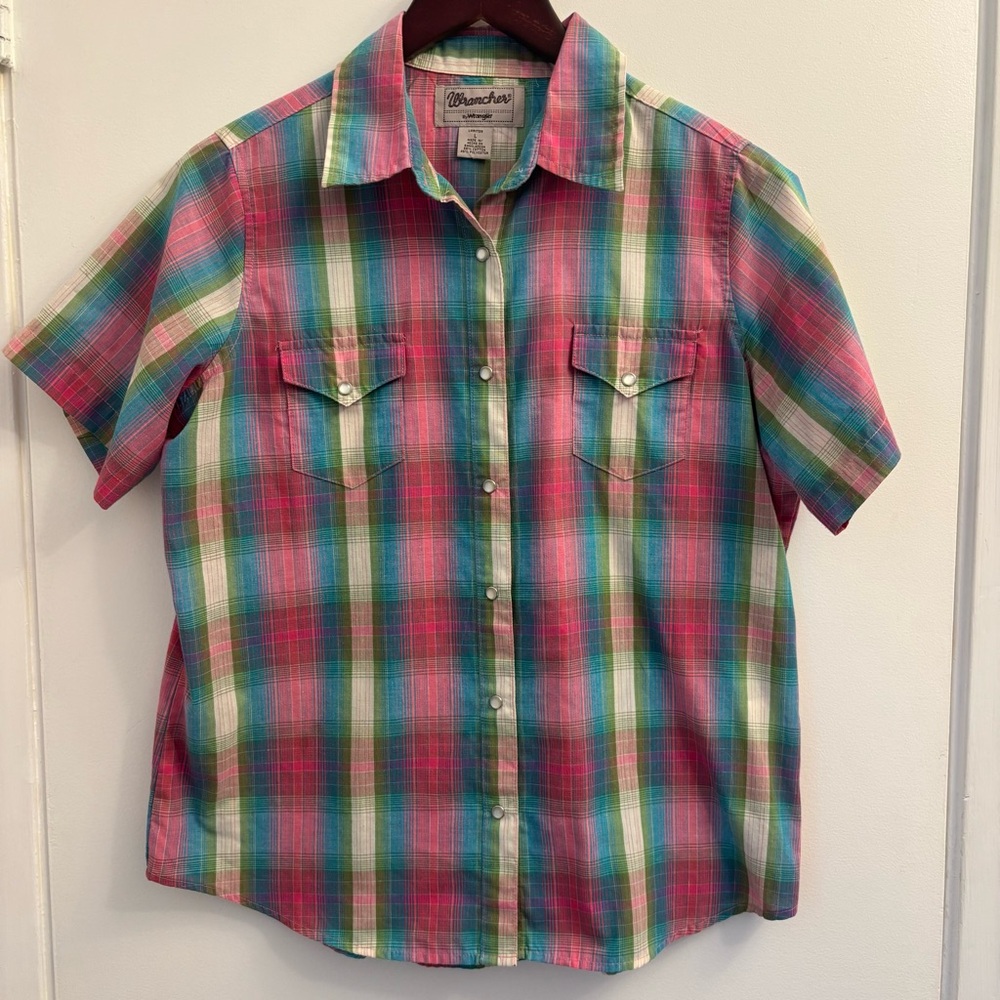 Wrangler Multicolor Plaid Short Sleeve Button-Down Shirt